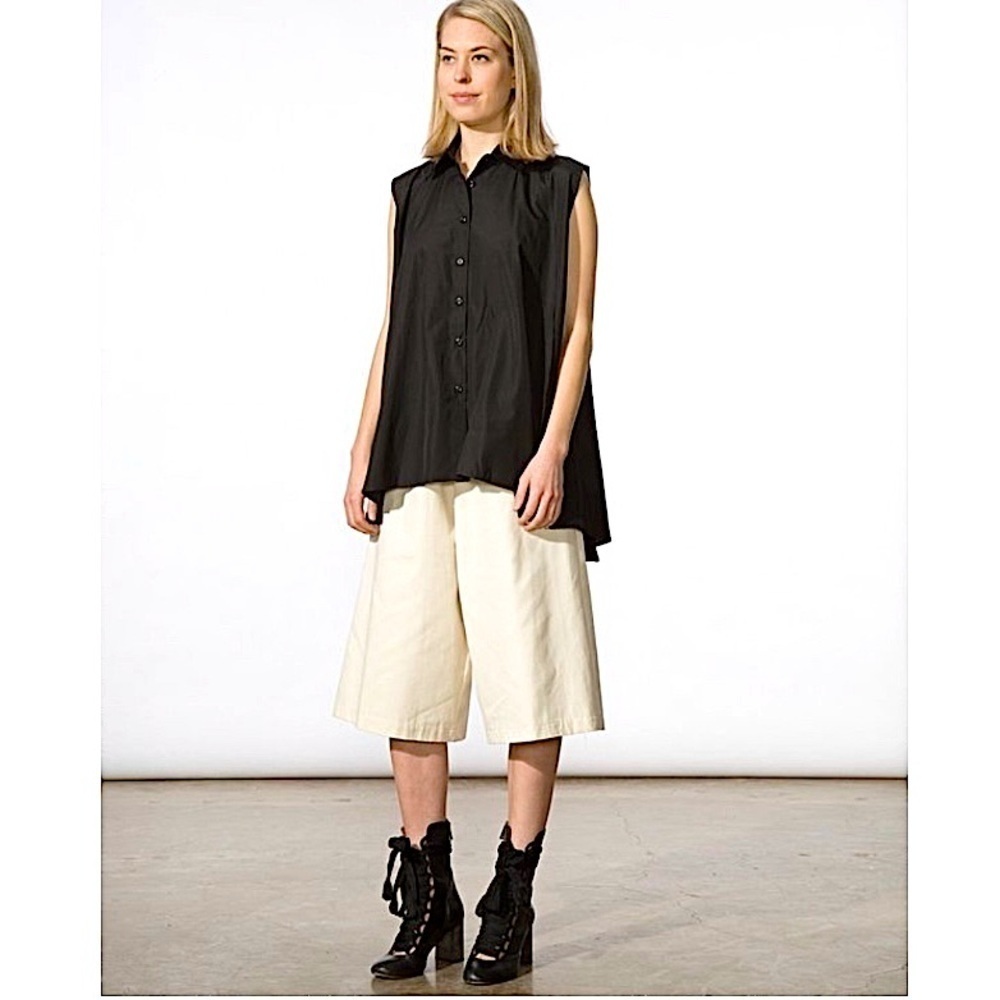 SBJ Austin Liv Button Down Top Modern Minimalist Relaxed Fit One Size S M L XL